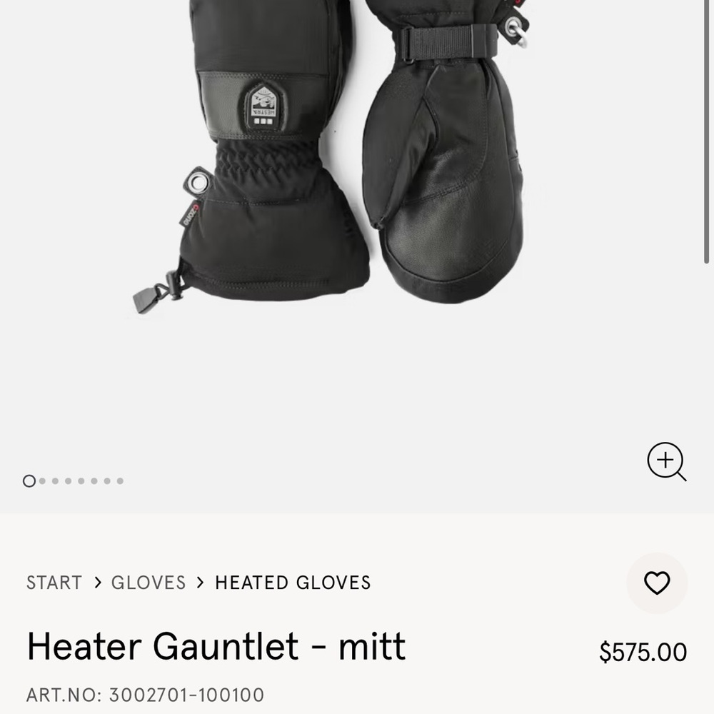 Hestra heated gloves gauntlet mitt warm ski skiing snowboarding leather - Picture 2 of 5